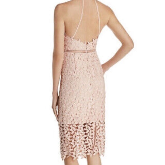 Bardot Halter Light Pink Lace Midi Dress - Picture 2 of 10